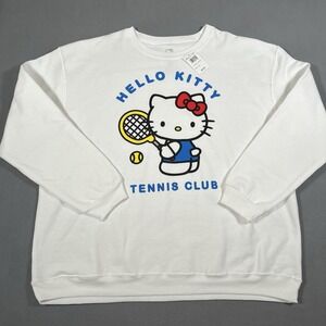 Hello Kitty Tennis Club Crewneck Sweatshirt 2XL White HK Sporty‎ Sanrio
